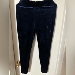 Blue crushed velvet leggings